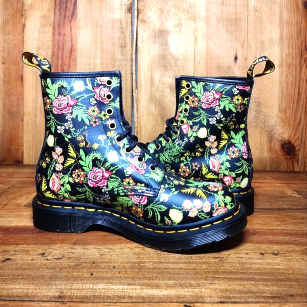 Dr Martens 1460 Floral Bloom Leather Lace Up - Picture 1 of 13